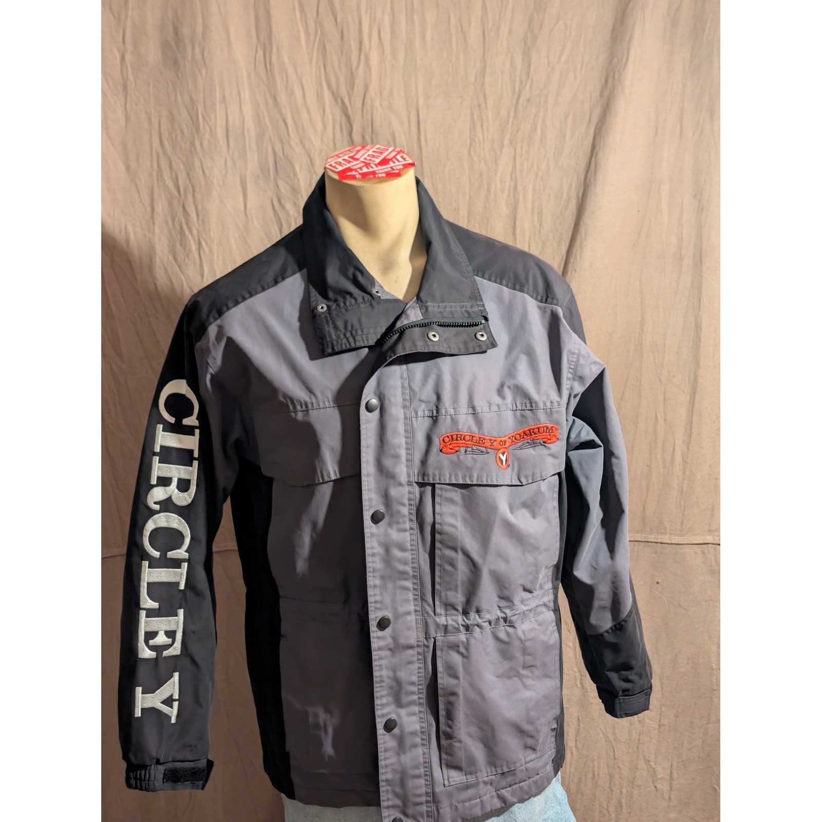 Circle Y Jacket Mens Large Grey Black Excellent Texas Saddle Makers Pro Rare