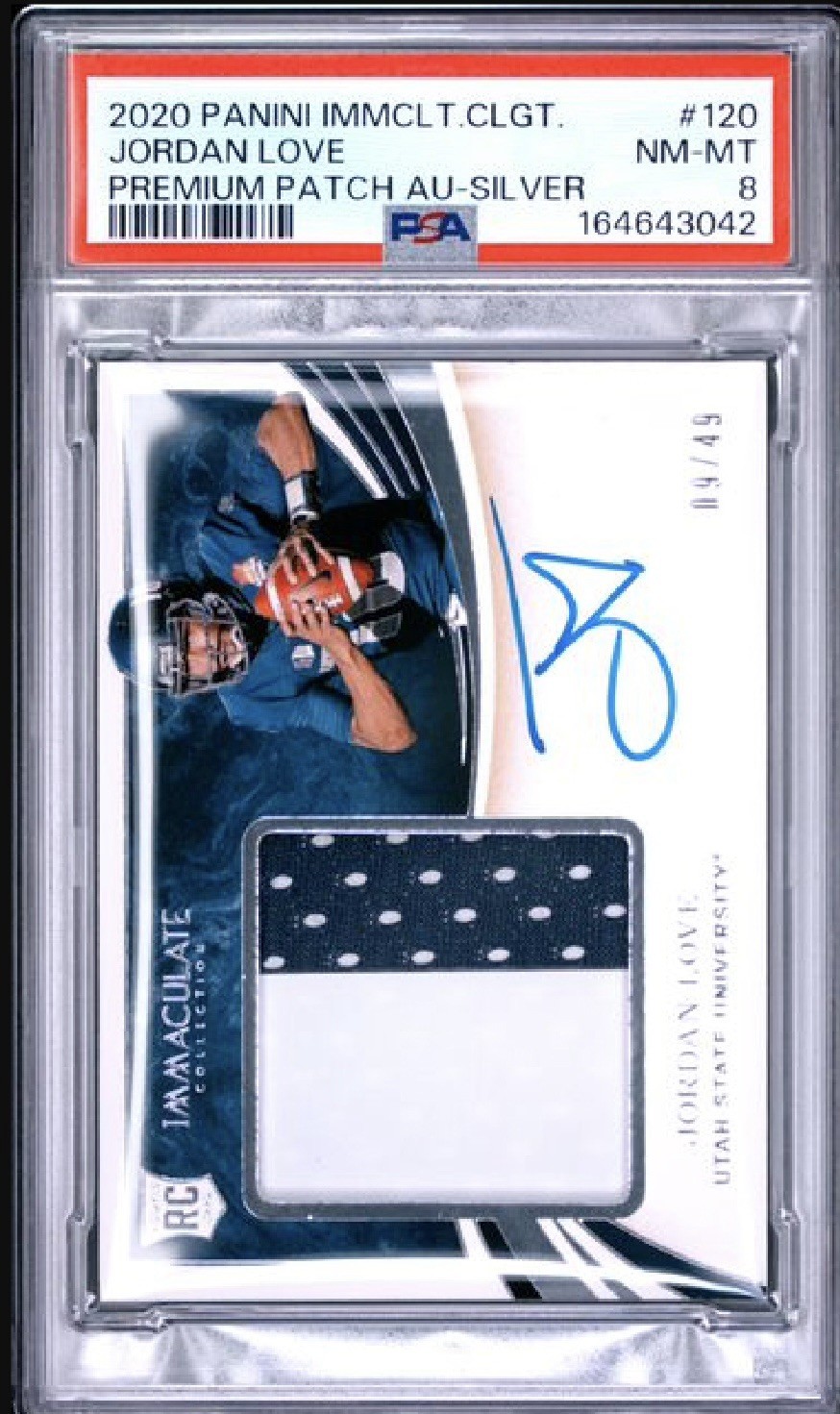 2020 Panini Immaculate Collegiate - Jordan Love #120 RC Patch Auto /49 PSA 8 2020 Panini Immaculate Collegiate - Jordan Love #120 RC Patch Auto /49 PSA 8