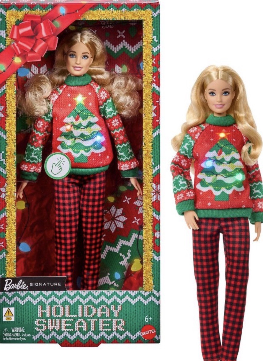 2026 Barbie Signature Light Up Ugly Holiday Sweater Blonde JML09 NRFB