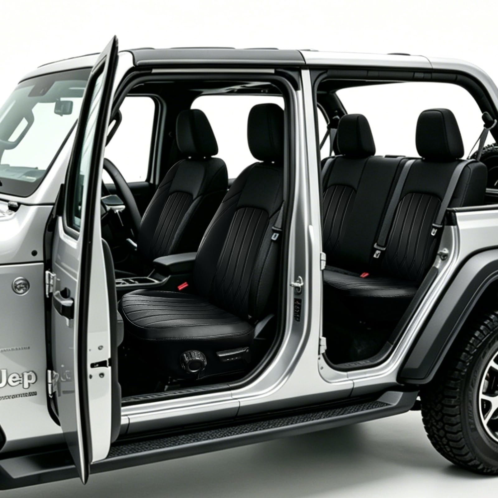 Custom Fit Full Set Seat Covers for 2018-2026 Jeep Wrangler w/No Rear Arm Rest