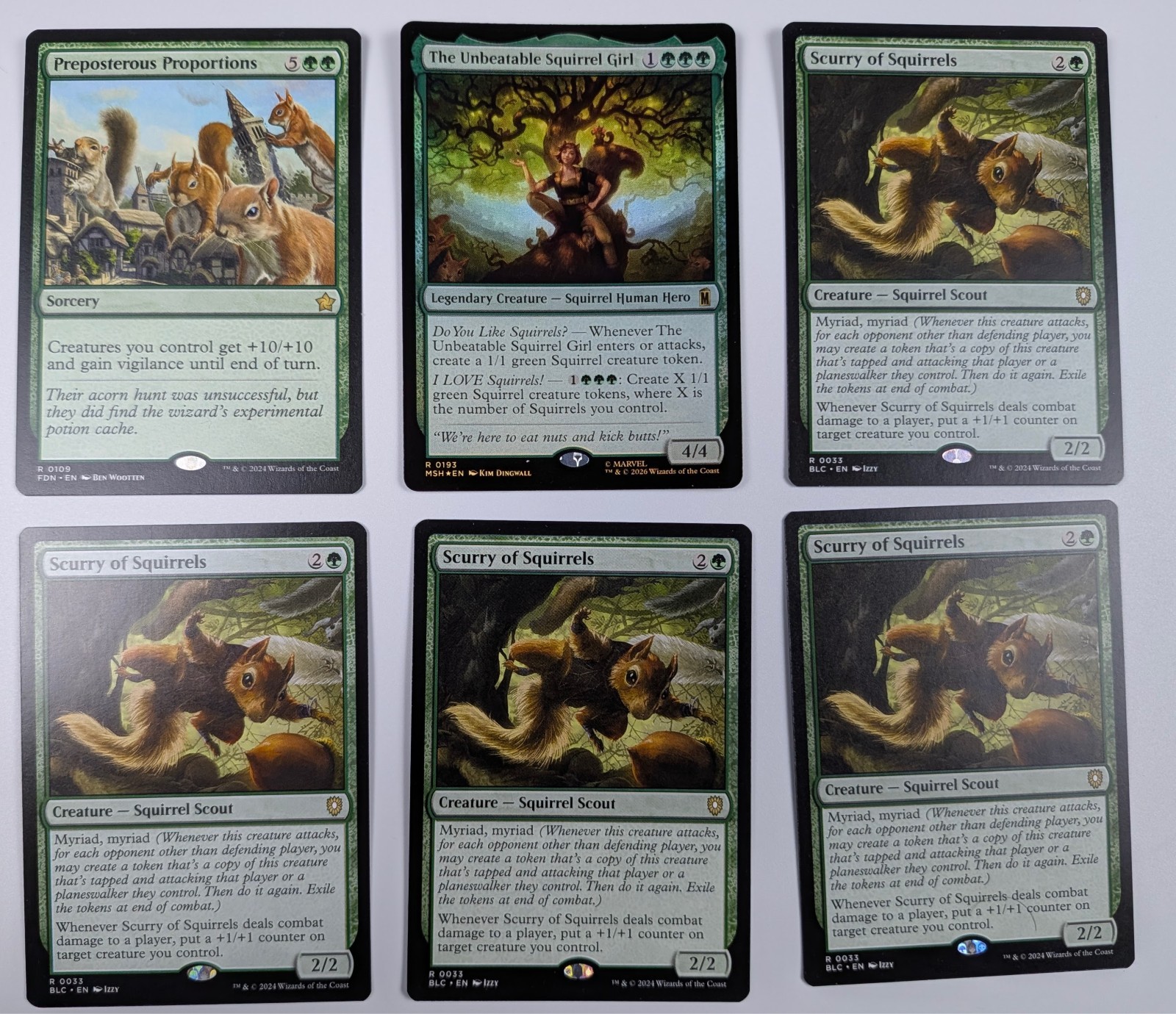 MTG Squirrel Synergy Lot Unbeatable Squirrel Girl FOIL Scurry of Squirrels x4 NM