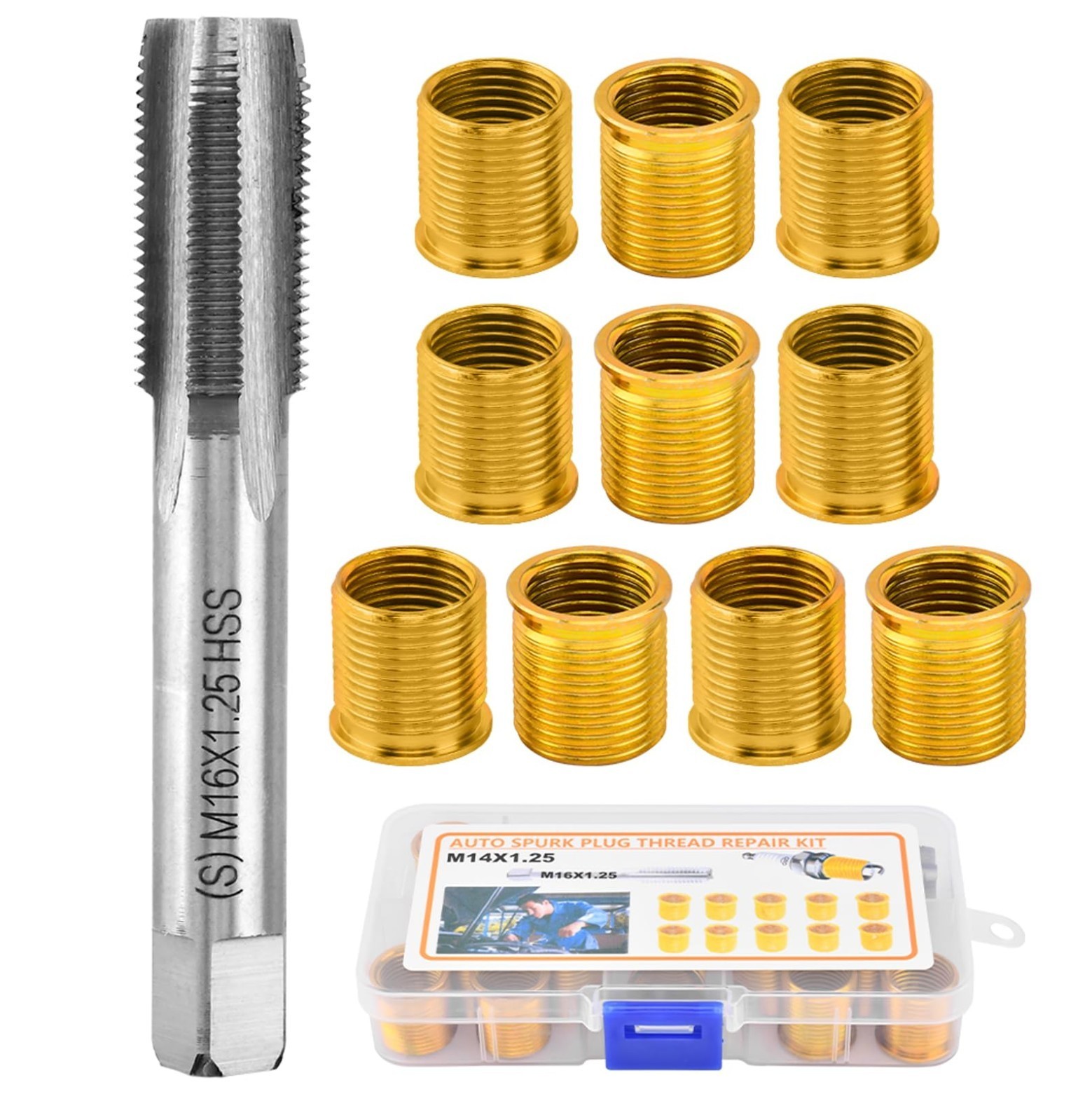 NINEFOX Spark Plug Thread Repair Kit M14x1.25, 11 Pc Insert and Tap Set NINEFOX Spark Plug Thread Repair Kit M14x1.25, 11 Pc Insert and Tap Set