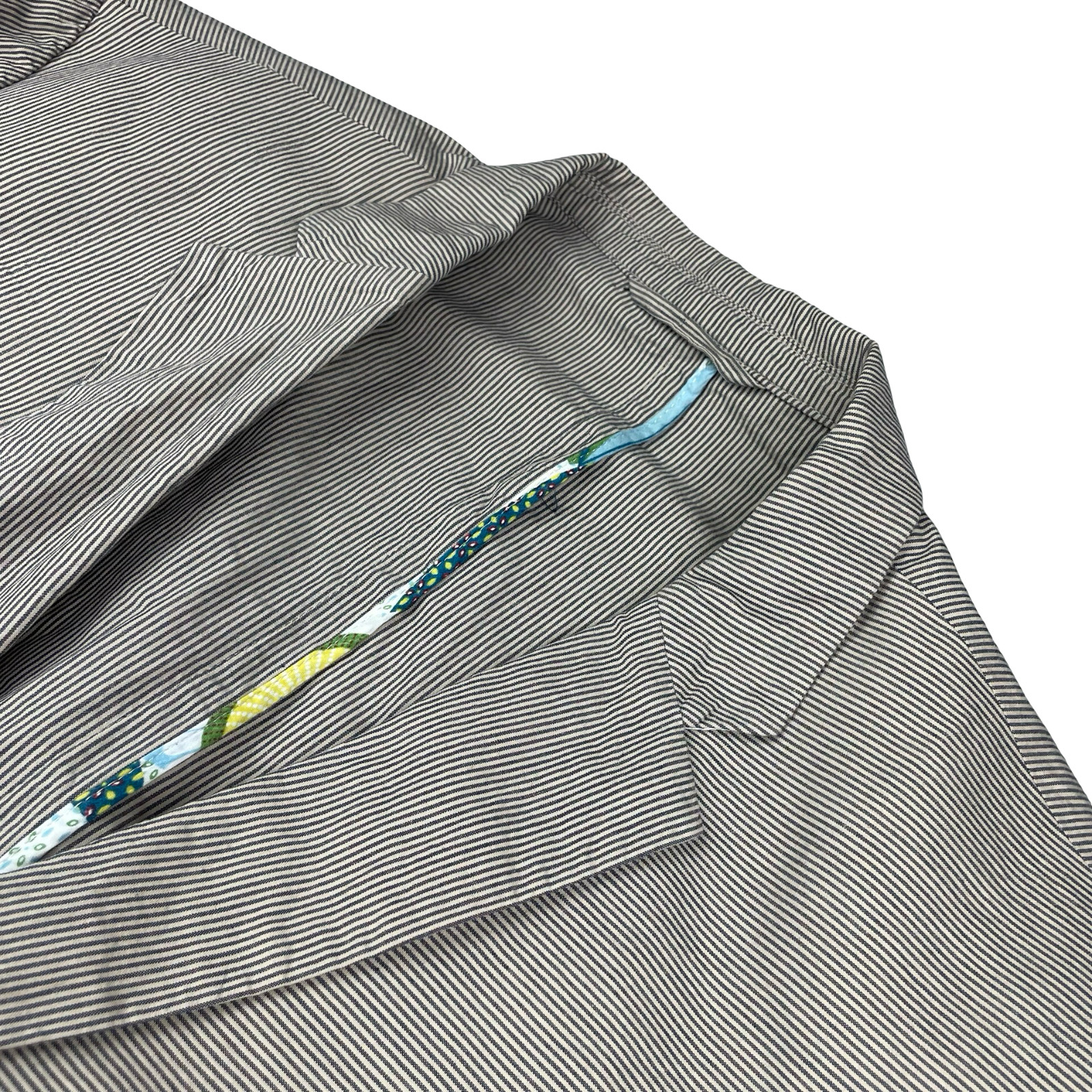 Desigual Men\'s Cotton Blend Lightweight 2-Button Blazer Gray Stripe • 46L US Desigual Men\'s Cotton Blend Lightweight 2-Button Blazer Gray Stripe • 46L US