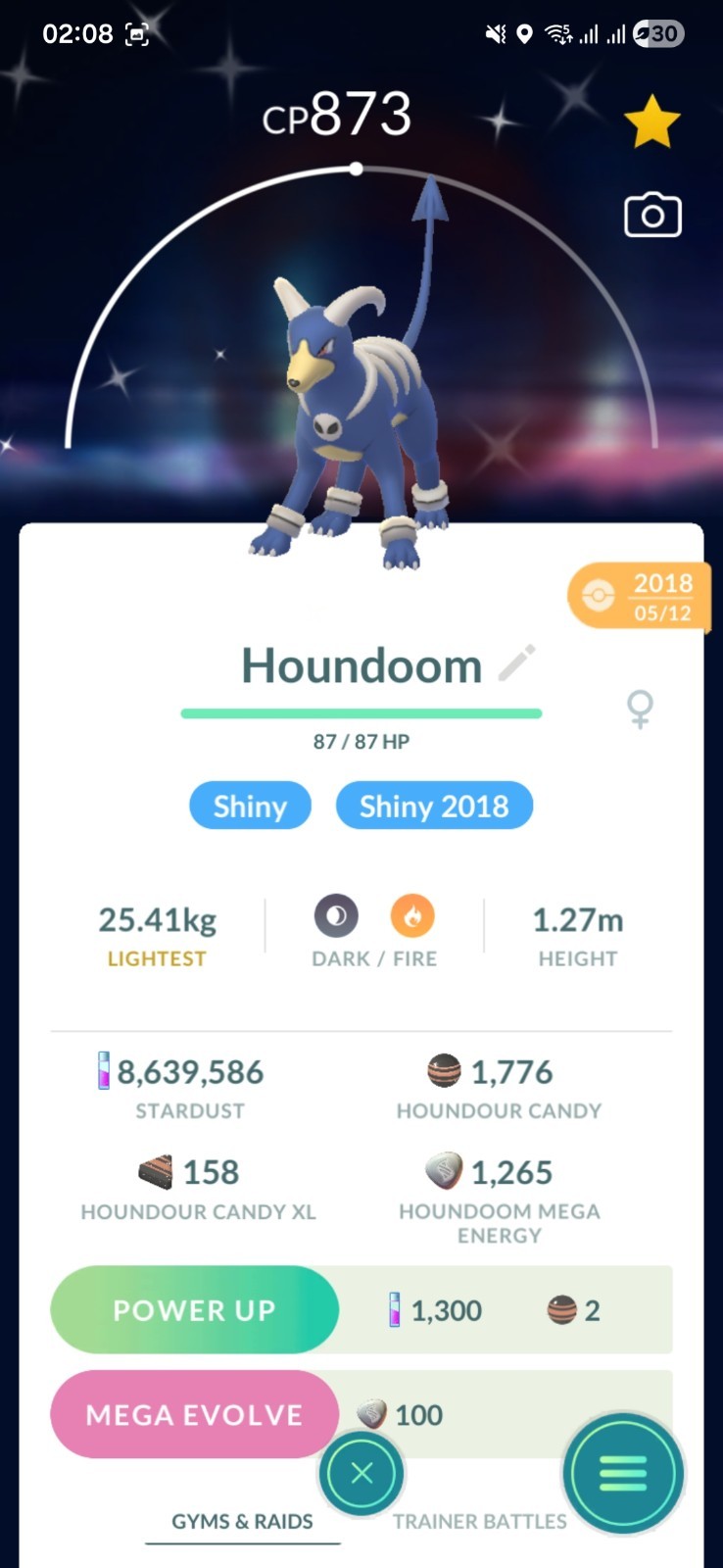 Shiny Houndoom ( Caught In 2018 ) Pokemon Tr@de Go