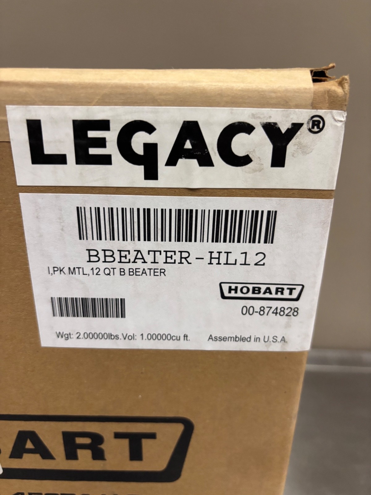 NEW Hobart 00-874828 BATTER BEATER 12QT HL12 NEW NEW Hobart 00-874828 BATTER BEATER 12QT HL12 NEW