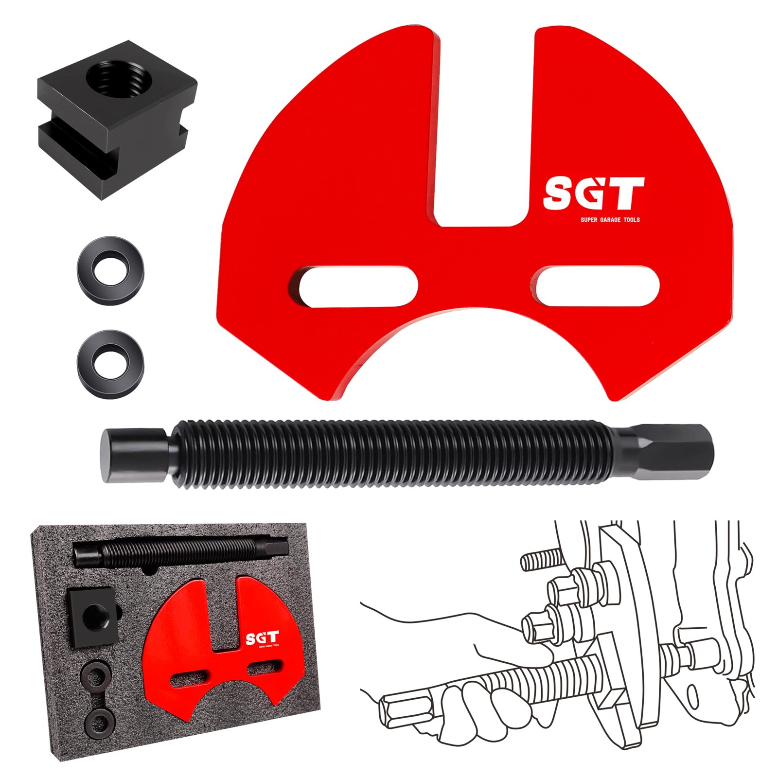 SGT 40100 Hub Remover Set,Wheel Bearing Hub Remover Tool Set Compatible with 5 6 SGT 40100 Hub Remover Set,Wheel Bearing Hub Remover Tool Set Compatible with 5 6