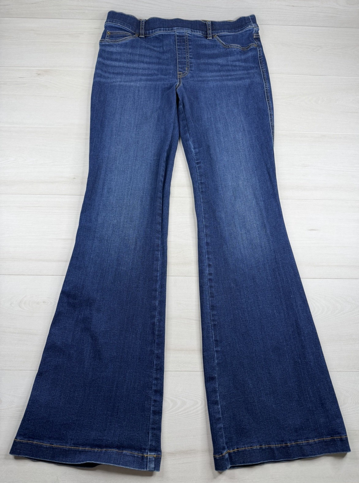 Spanx Clean Indigo Bootcut Trouser Blue Dark Wash Pull On Flare Stretch Women XL Spanx Clean Indigo Bootcut Trouser Blue Dark Wash Pull On Flare Stretch Women XL