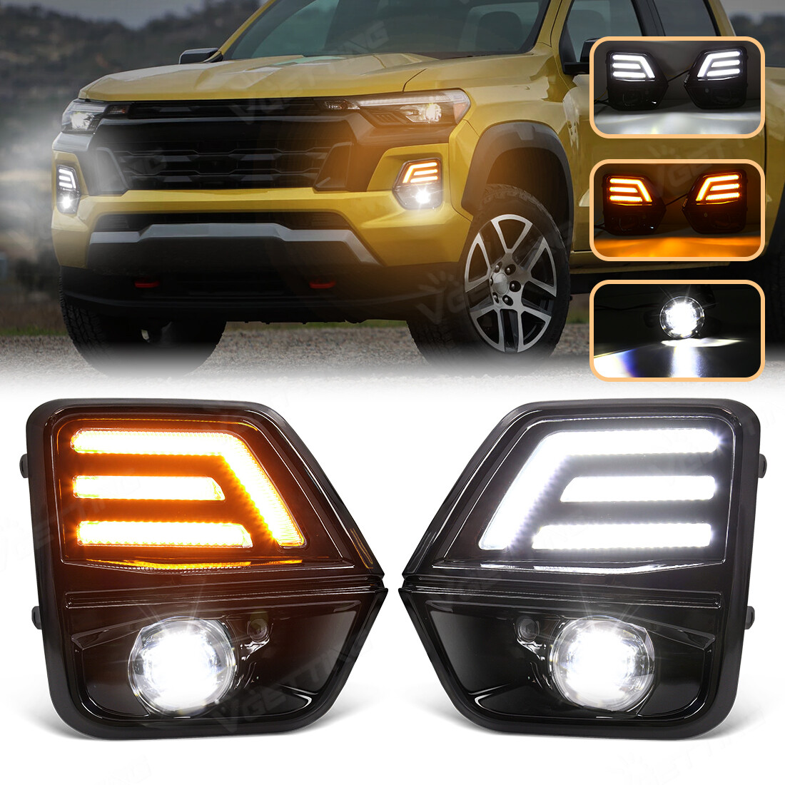 For Chevrolet Colorado 2023-2026 LED Daytime Running Fog Light Kits GLOSSY BLACK For Chevrolet Colorado 2023-2026 LED Daytime Running Fog Light Kits GLOSSY BLACK