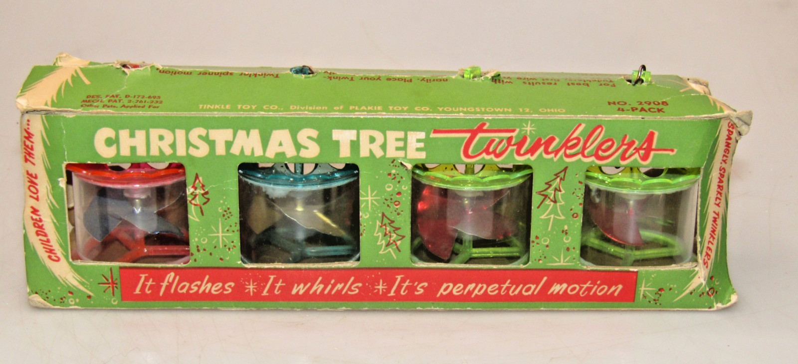Set 4 Vintage 50's Spinner Birdcage Twinkler Hard Plastic Christmas Ornaments US