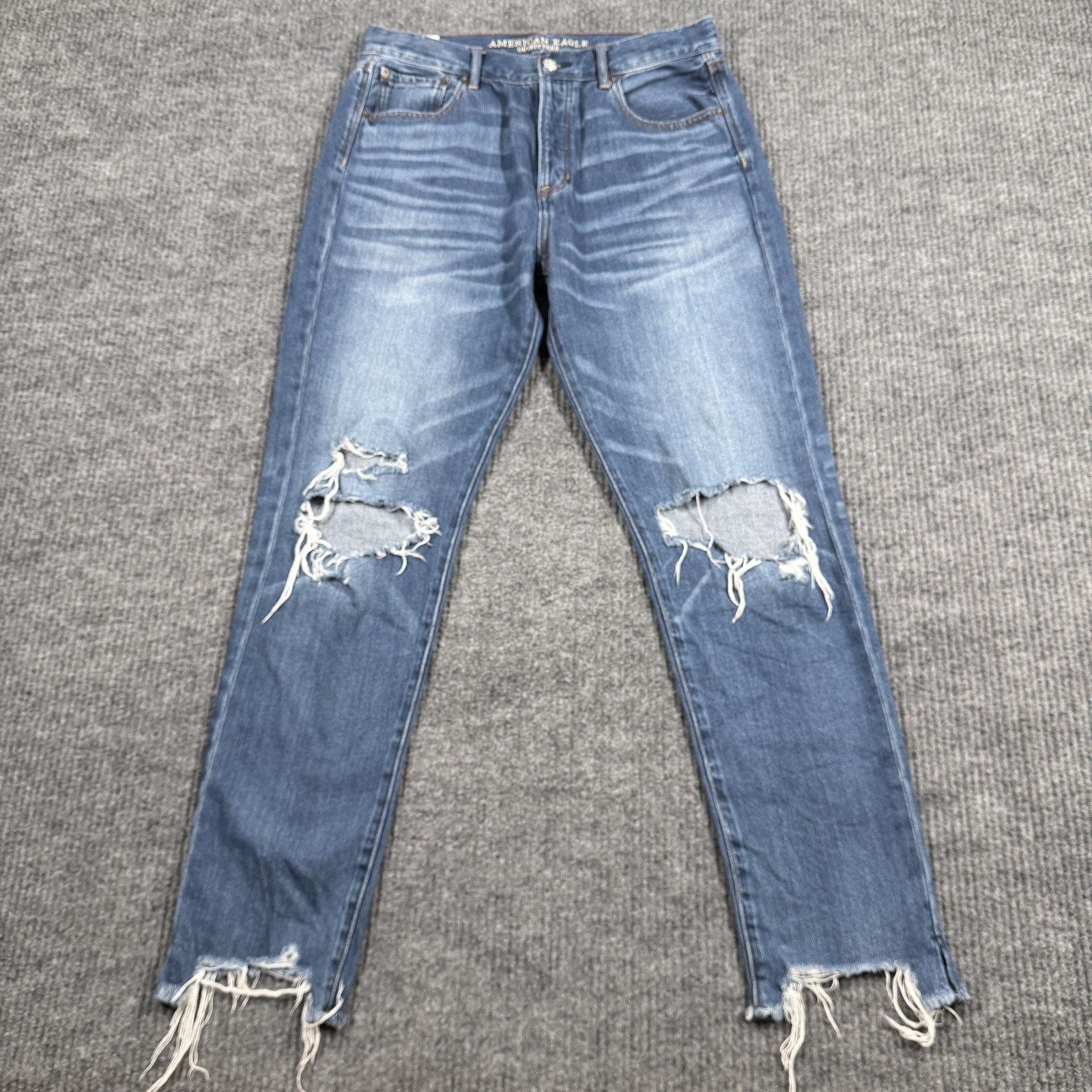 American Eagle Outfitters Boyfriend Jeans Womens 10 Tall Medium Wash Distressed