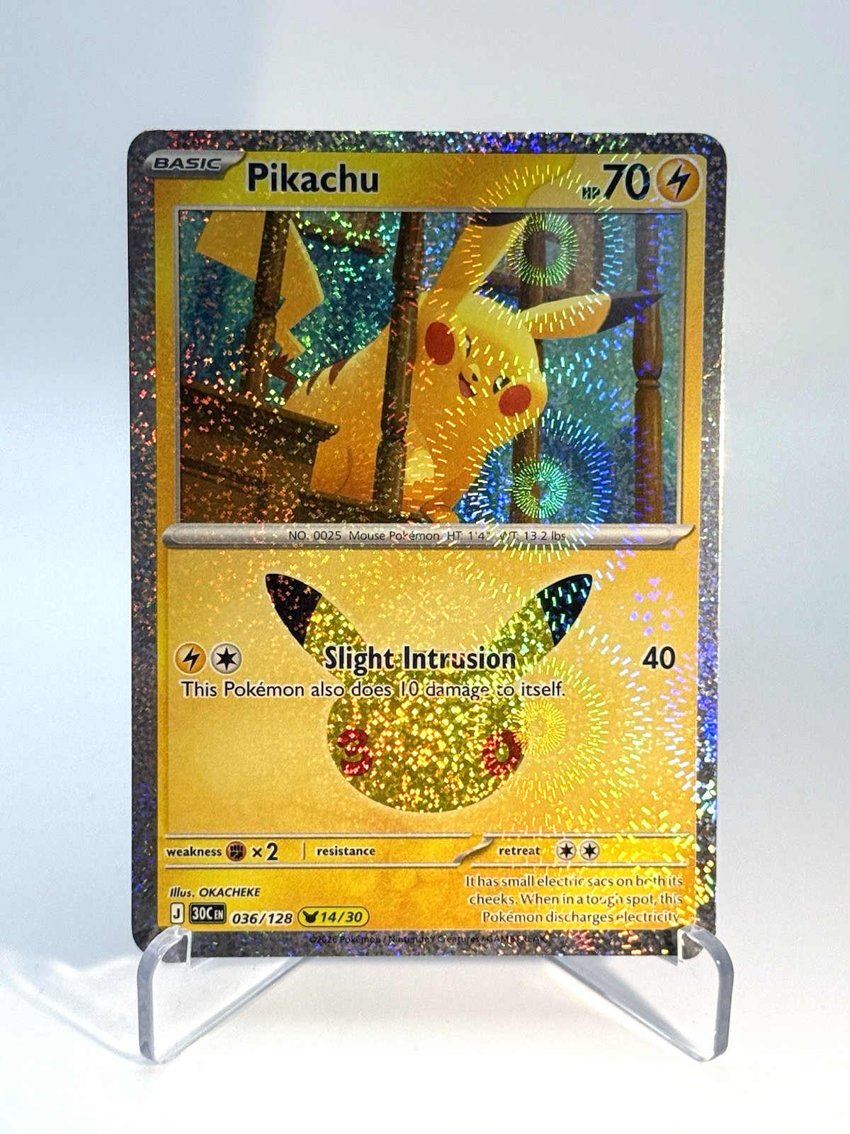 2026 Pokemon 30th Celebration Pikachu 036/128 14/30 Holo 30th Anniversary