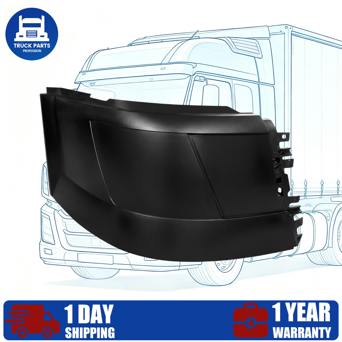 Right Passenger Corner Bumper #82721516 For Volvo VNL 04-15 W/O Fog Light Hole