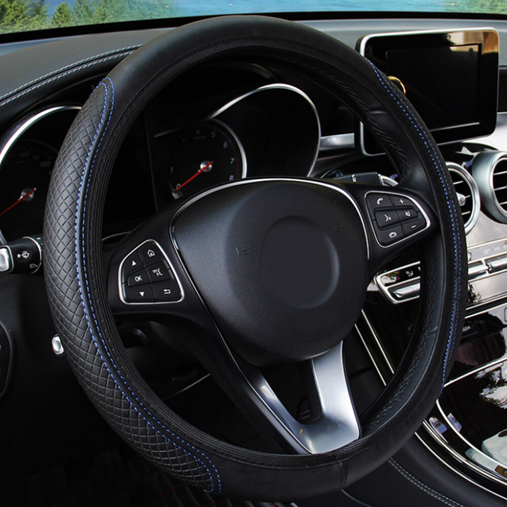 Blue Car Steering Wheel Cover Leather Good Grip Car Accessories 15