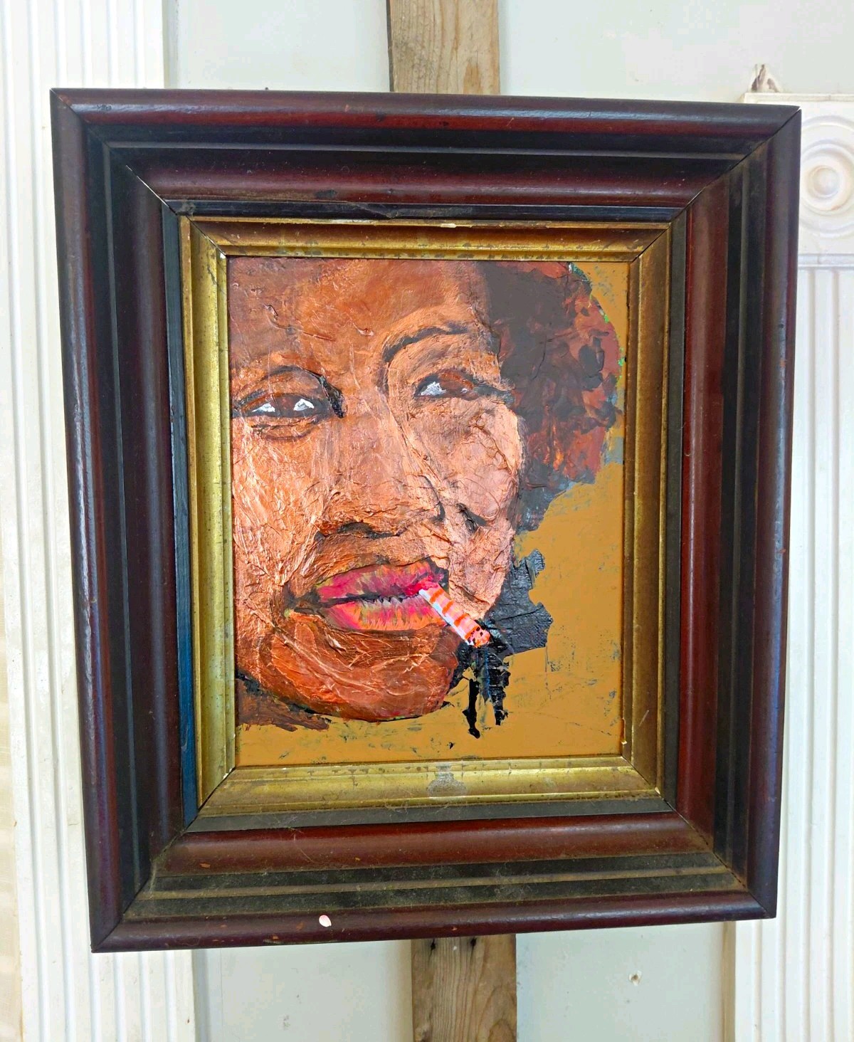 Framed Expressionist Portrait Painting of a Woman - Single Piece Art Framed Expressionist Portrait Painting of a Woman - Single Piece Art