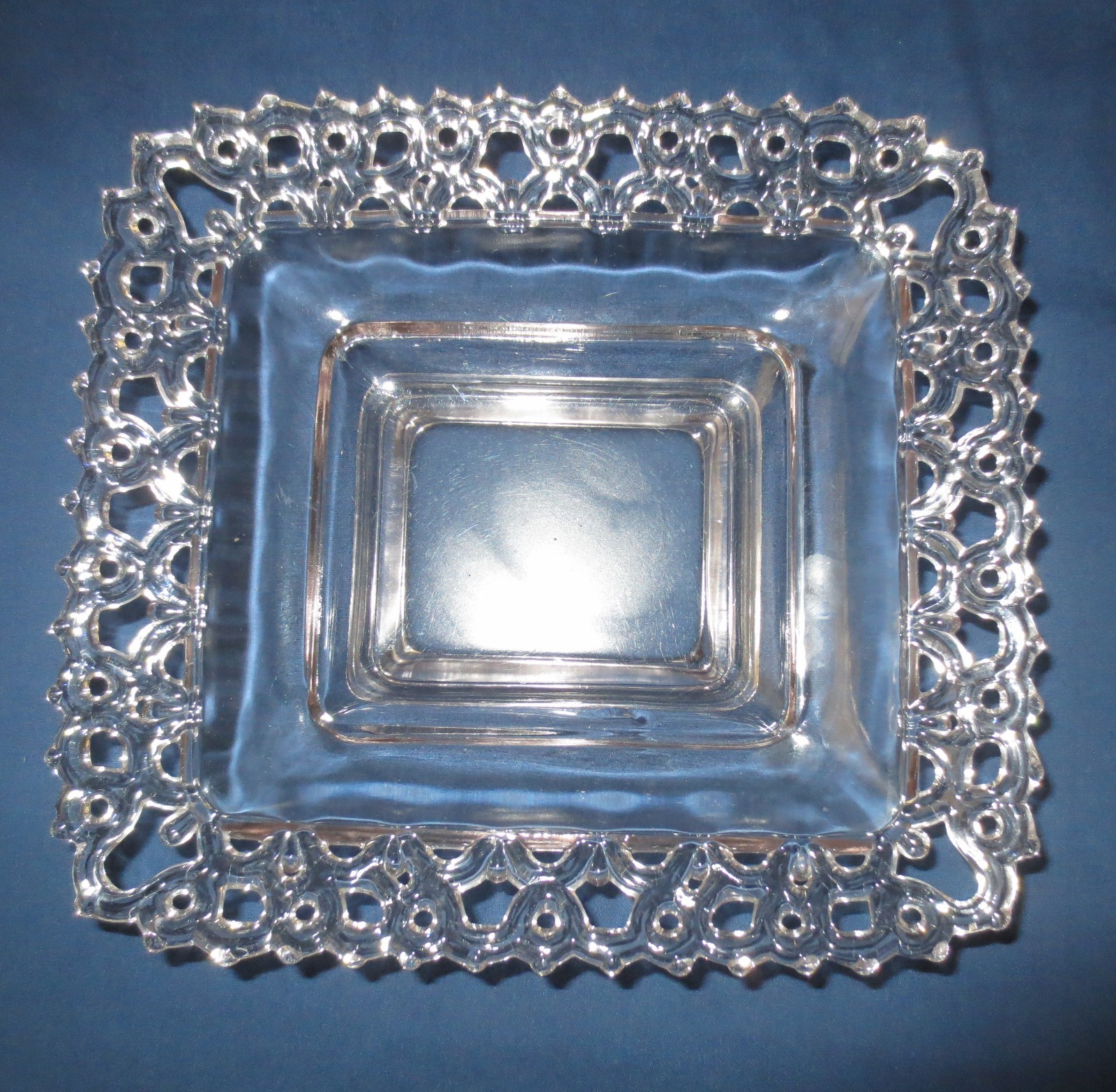 Vtg Old Colony open lace rectangular centerpiece candy nut dish Vtg Old Colony open lace rectangular centerpiece candy nut dish