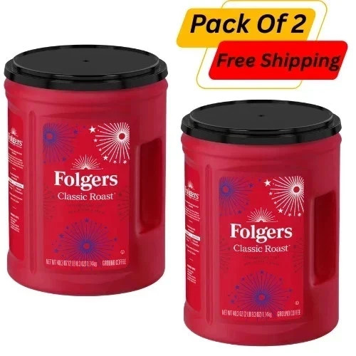 2 PACK Folgers Classic Roast Medium Roast Ground Coffee, 40.3 oz Canister 2 PACK Folgers Classic Roast Medium Roast Ground Coffee, 40.3 oz Canister