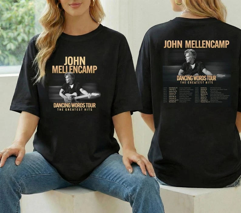 John Mellencamp Tour 2026 Shirt, John Dancing Words Tour 2026 Unisex T shirt S-5