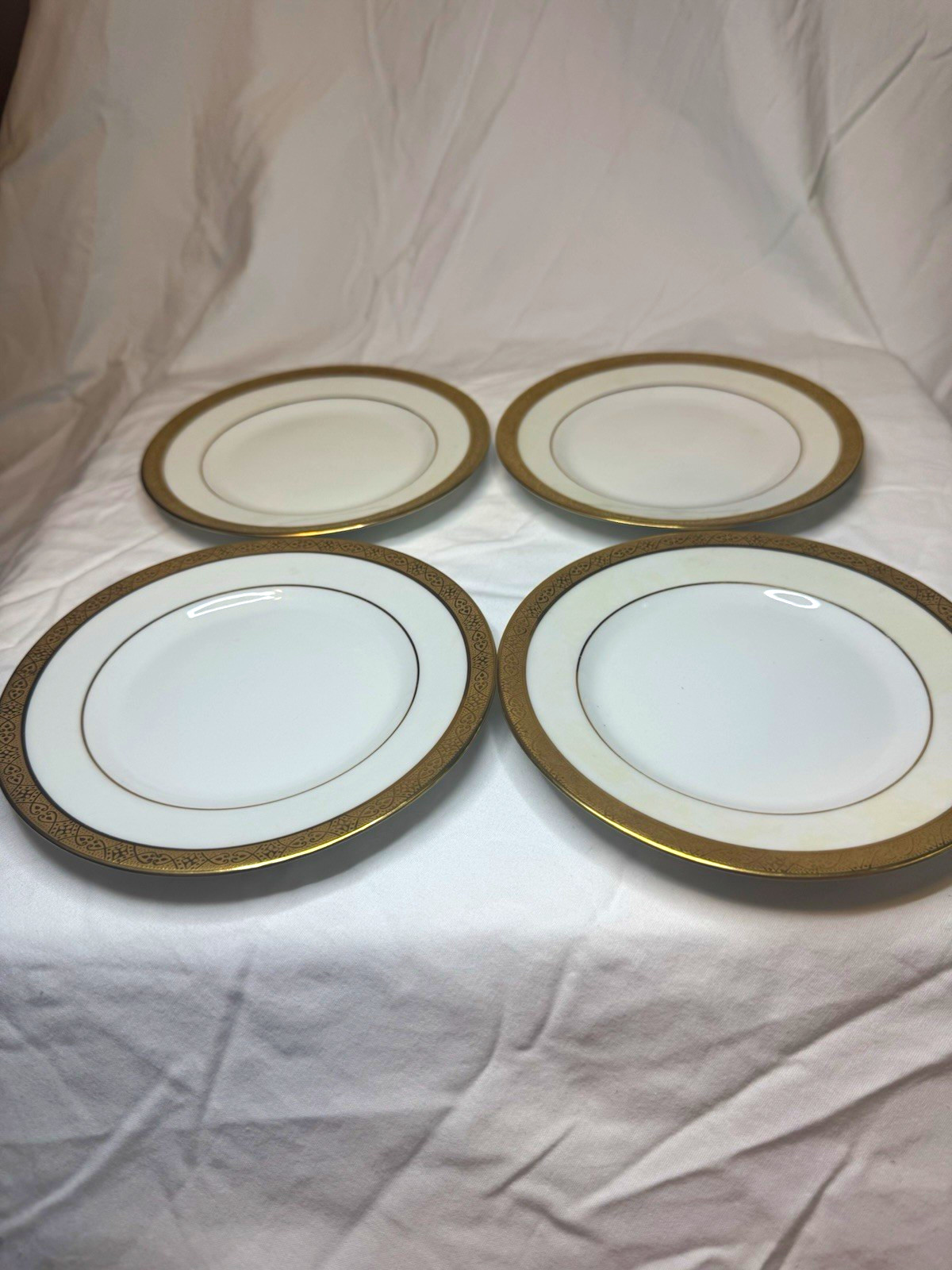 Old Abbey Limoges France Stern Brothers Gold Encrusted Plates Set of 4