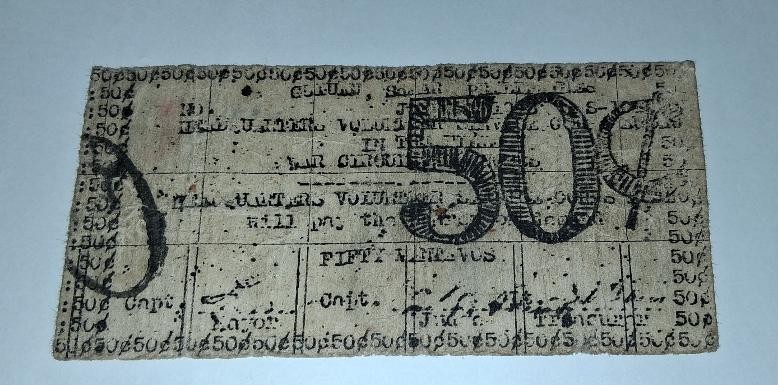 Civil War Era 1862 Obsolete Currency Note 50 Cents RARE Civil War Era 1862 Obsolete Currency Note 50 Cents RARE