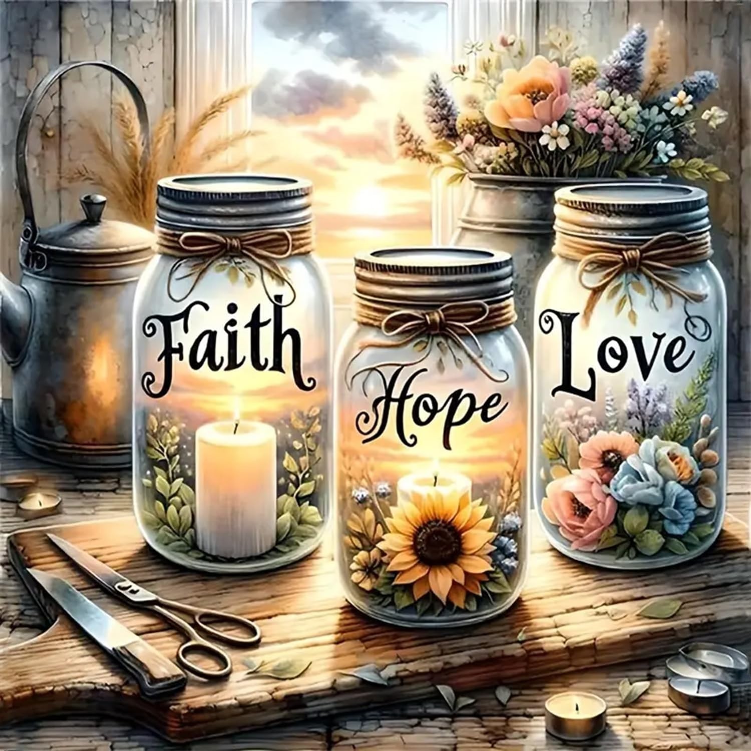 All-in-One Faith, Hope, Love 5D Diamond Art Kit - Relax & Create Beauty