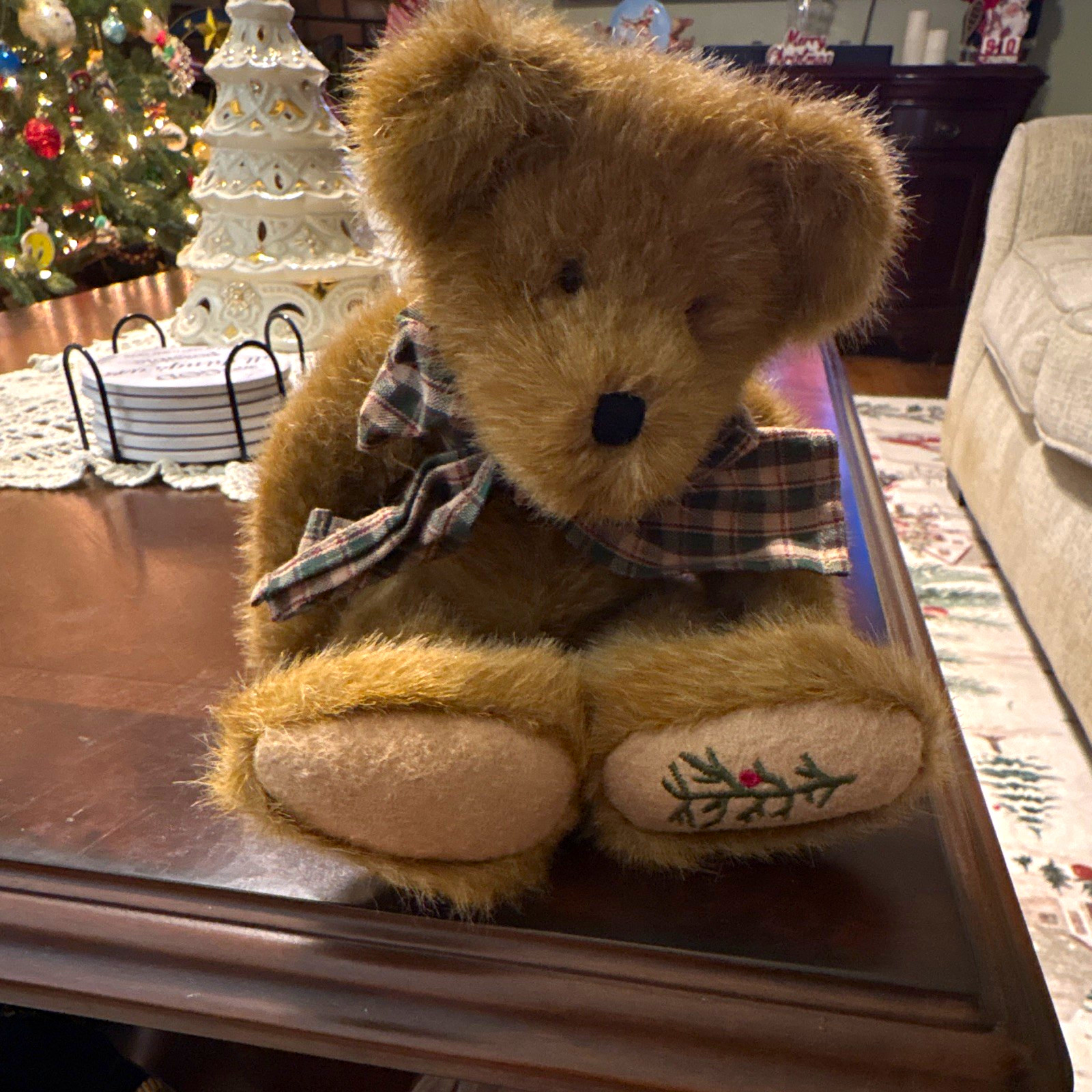 Boyds Bears Jeffrey T. Treetoes 12in Brown Plush Bear Beanie w/ Bow T.J.'s Boyds Bears Jeffrey T. Treetoes 12in Brown Plush Bear Beanie w/ Bow T.J.'s