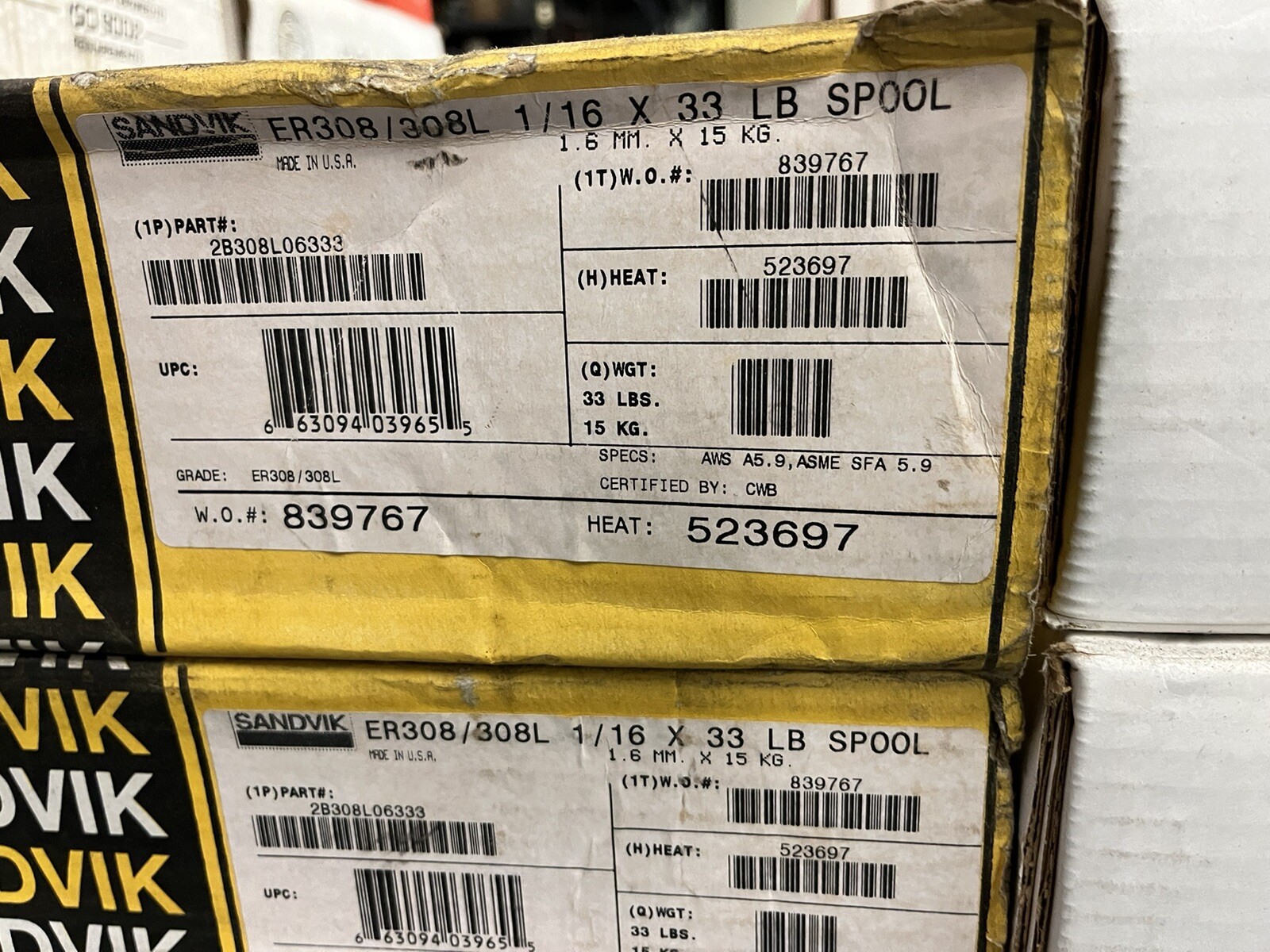 SANDVIK,2B308L06333,WELD WIRE ER308/308L 1/16\