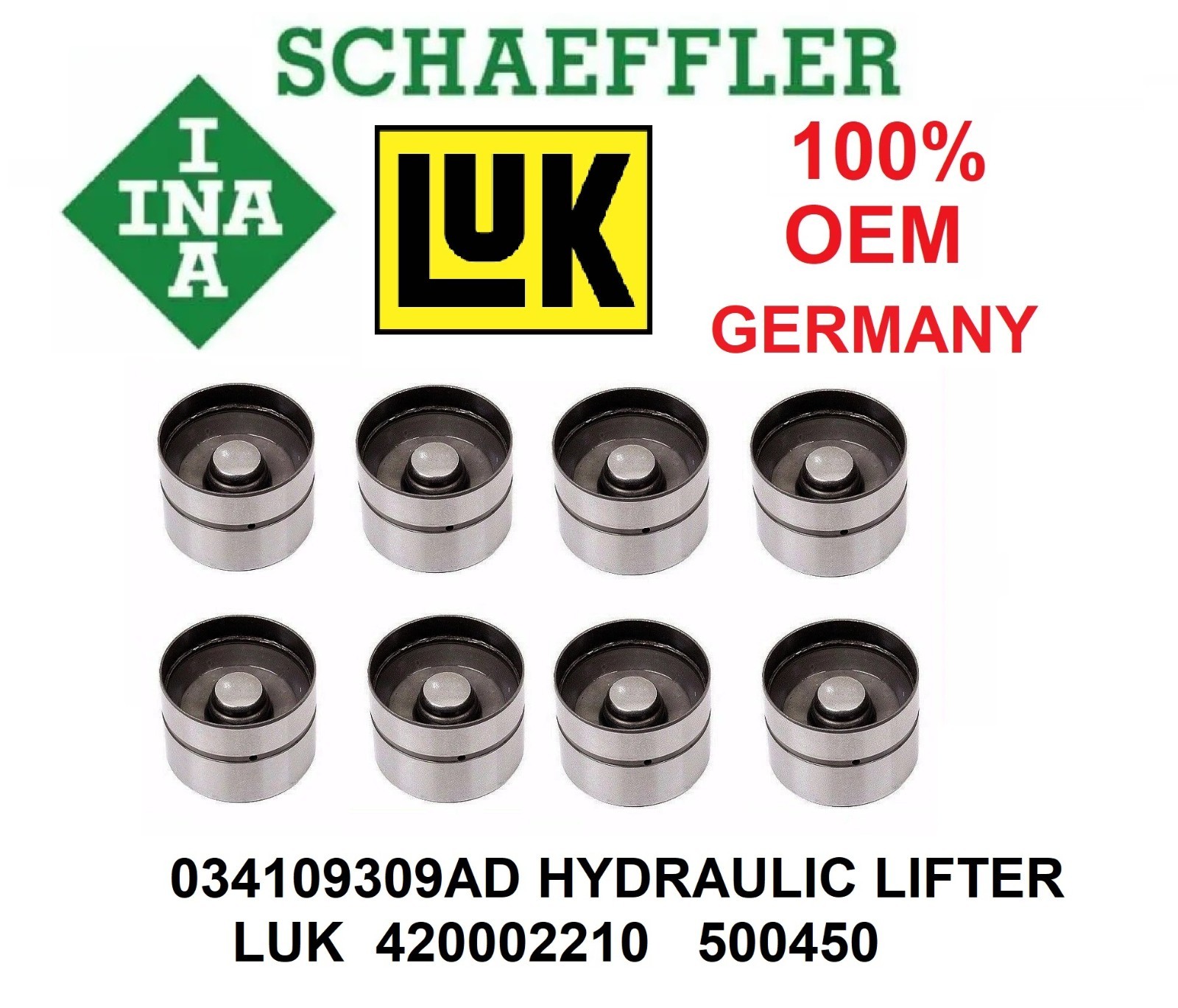 LUK INA OEM Camshaft Lifters, Followers Tappet 034109309AD GERMANY OE LUK INA OEM Camshaft Lifters, Followers Tappet 034109309AD GERMANY OE