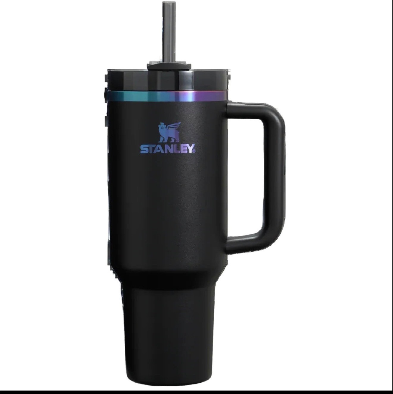 BLACK CHROMA Iridescent Stanley Cup 40oz Quencher H2.0 FlowState Tumbler Cup NEW
