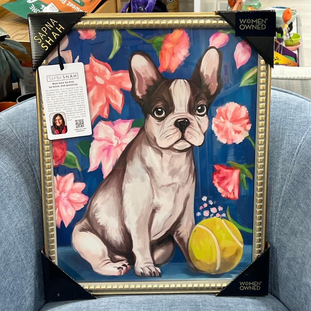 Sapna Shah 24x21 FRENCHIE LOVE Framed Print Art Women Owned NWT Sapna Shah 24x21 FRENCHIE LOVE Framed Print Art Women Owned NWT