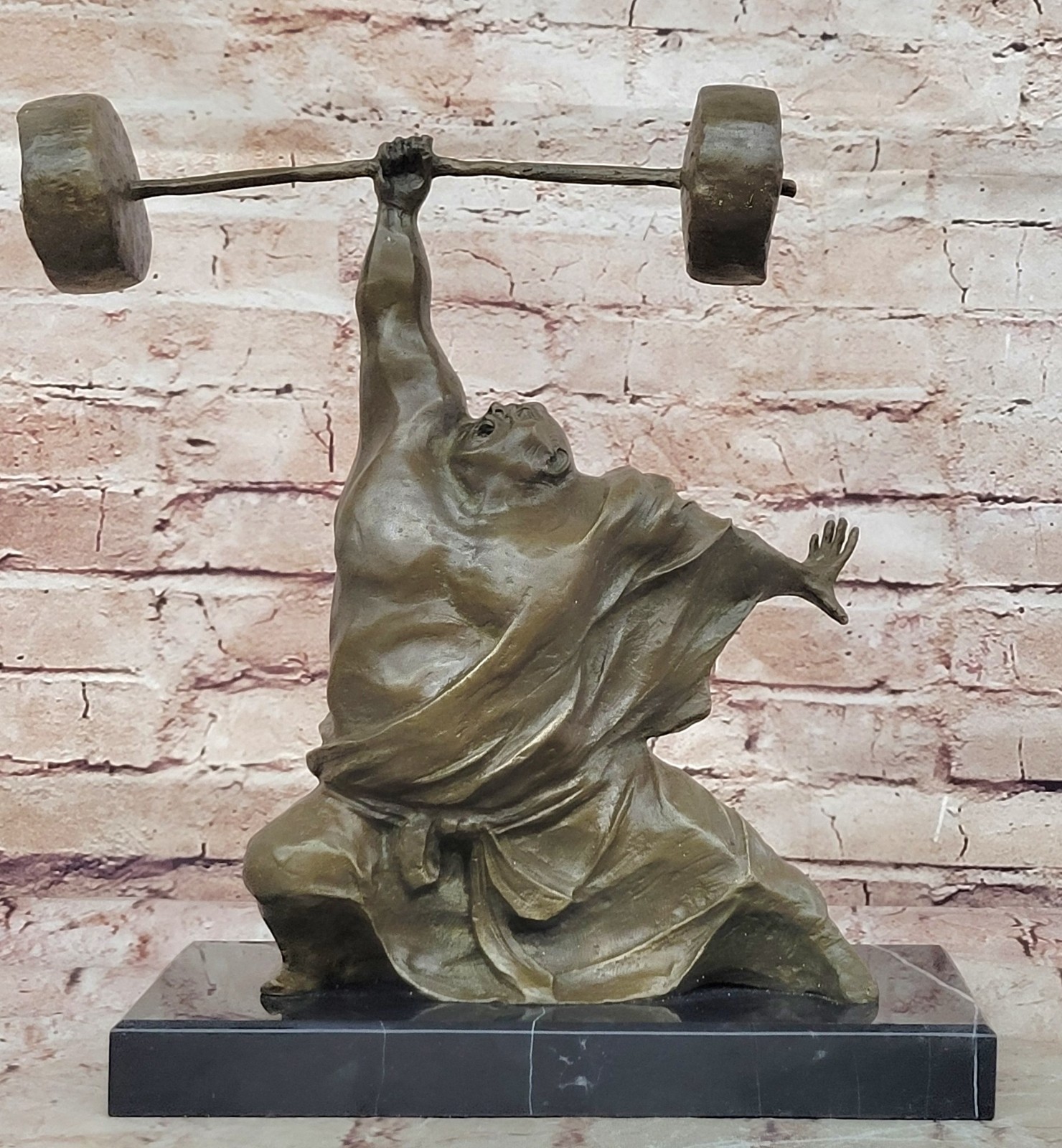 Original Milo Weightlifter Abstract Contemporary Art Bronze Sculpture Hand Made