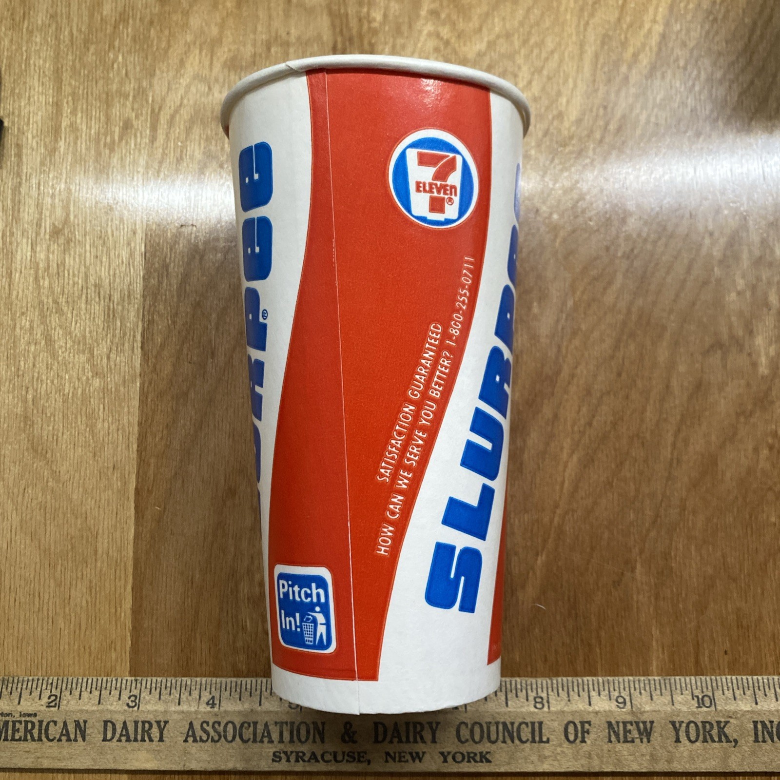 Vintage 1980s 7-Eleven Slurpee Paper Cup Red White Blue Prop Style 7-11 Vintage 1980s 7-Eleven Slurpee Paper Cup Red White Blue Prop Style 7-11