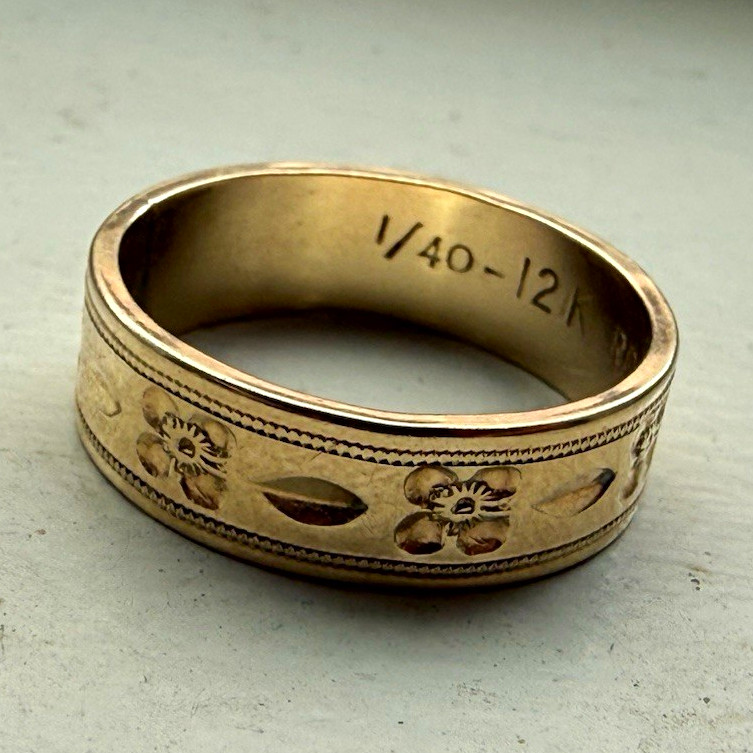Antique 12K Gold Filled Orange Blossom Band Size- 6.5