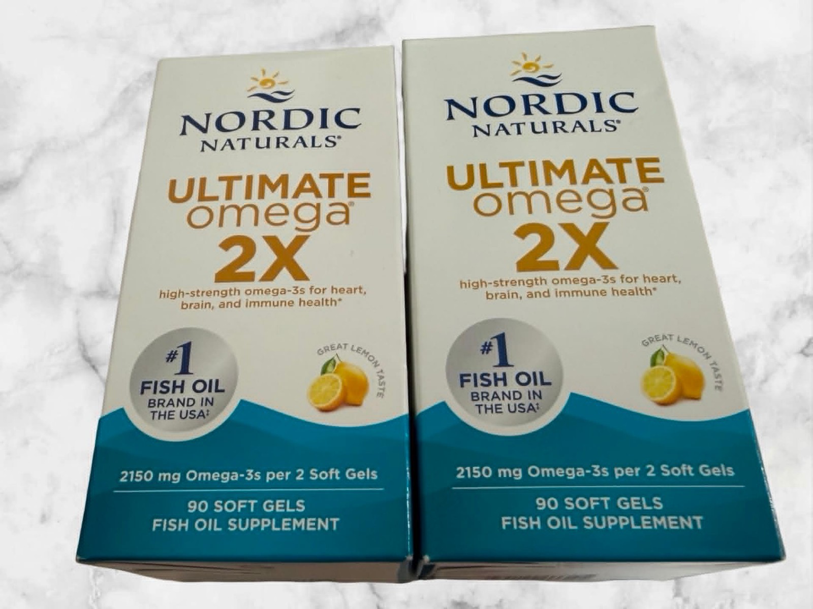 FOR 2 Nordic Naturals Ultimate Omega 2X Lemon 90 Soft Gels Exp2027+ NEW SHIP FOR 2 Nordic Naturals Ultimate Omega 2X Lemon 90 Soft Gels Exp2027+ NEW SHIP
