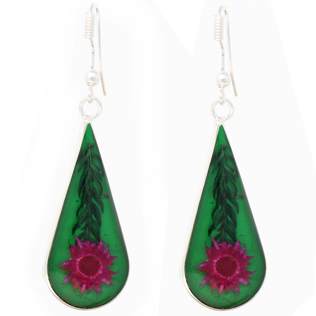 Pink Pressed Flower Teardrop Earrings Pink Pressed Flower Teardrop Earrings