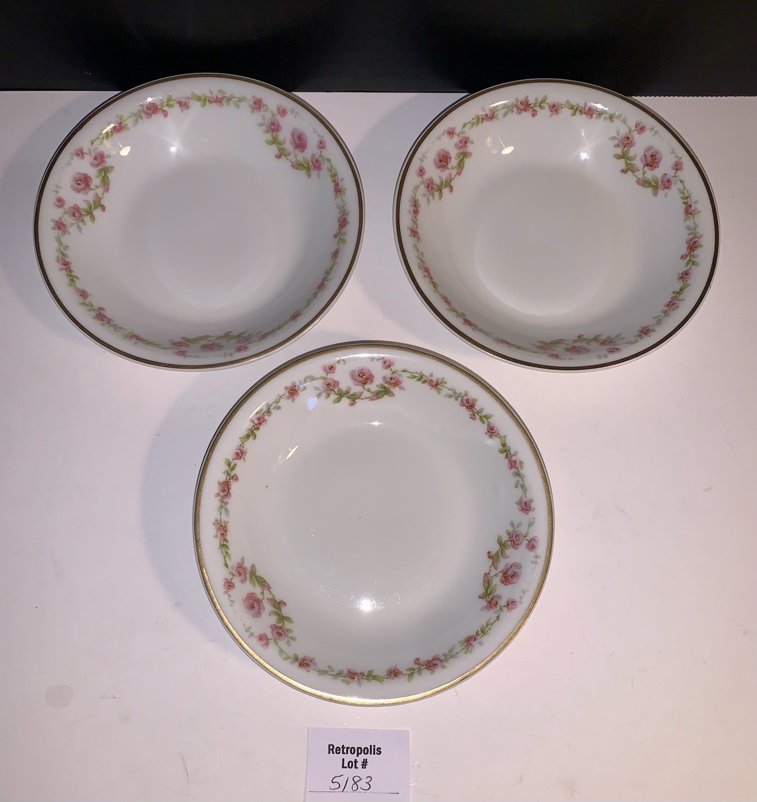 3 Theodore Haviland Limoges France Berry Dessert Bowls Schleiger 1097 Pink Roses 3 Theodore Haviland Limoges France Berry Dessert Bowls Schleiger 1097 Pink Roses