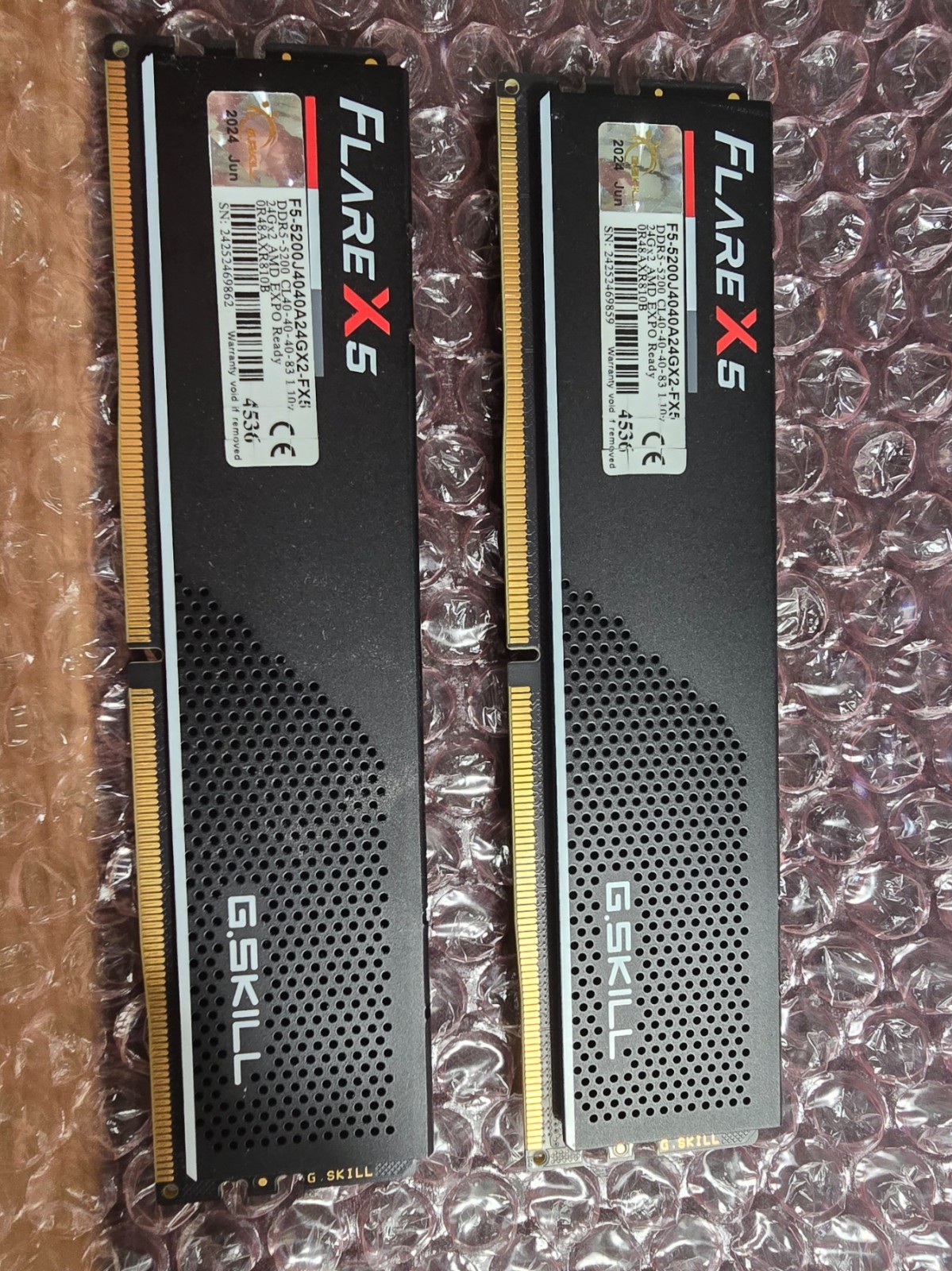 G.SKILL Flare X5 Series DDR5 RAM (AMD EXPO) 48GB (2x24GB) 5200MT/s CL40-40-40-83 G.SKILL Flare X5 Series DDR5 RAM (AMD EXPO) 48GB (2x24GB) 5200MT/s CL40-40-40-83