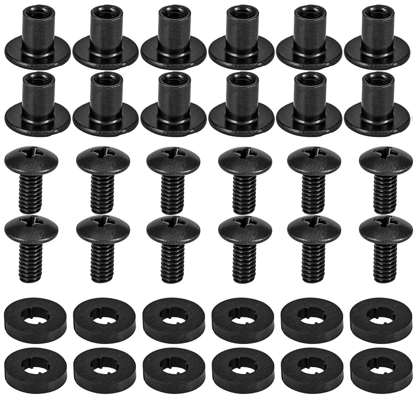 Black Chicago Screws, 12 Sets, 3/8