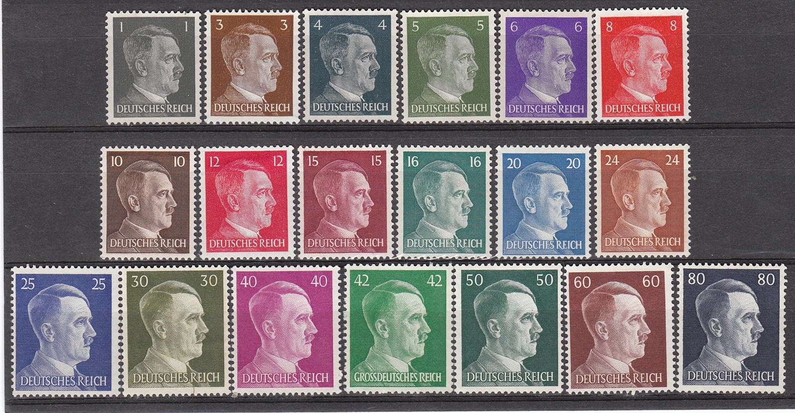 AUTHENTIC Stamp Germany Sc 506-23 1941 WWII 3rd Reich Adolf Hitler Set MNH
