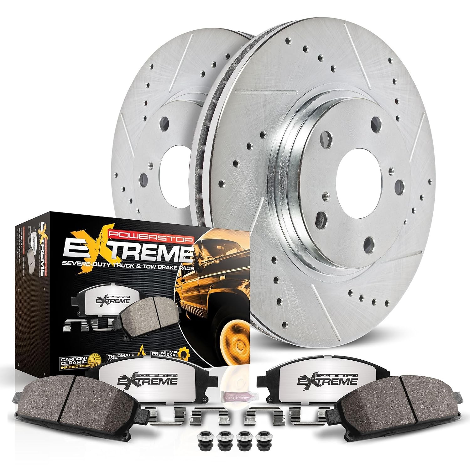 PowerStop Z36 Front Brake Pads & Rotor Kit for Trucks Tow Brake Pads K1233-36