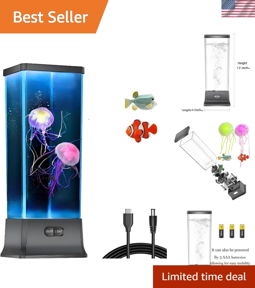 Electric Jellyfish Tank Table Lamp with Color Changing Light Gift for Kids Me... Electric Jellyfish Tank Table Lamp with Color Changing Light Gift for Kids Me...