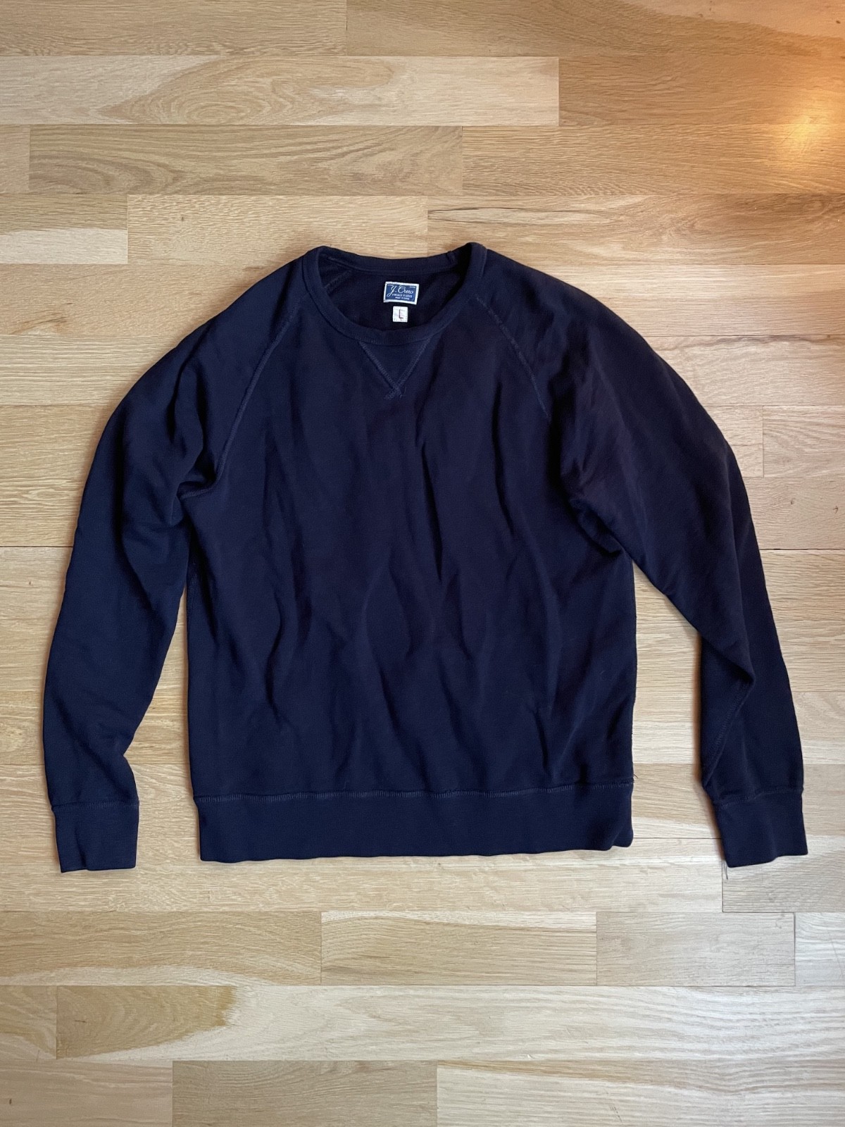 J.Crew Vintage Fleece Crewneck Sweatshirt Men’s Large Navy 100% Cotton Raglan J.Crew Vintage Fleece Crewneck Sweatshirt Men’s Large Navy 100% Cotton Raglan