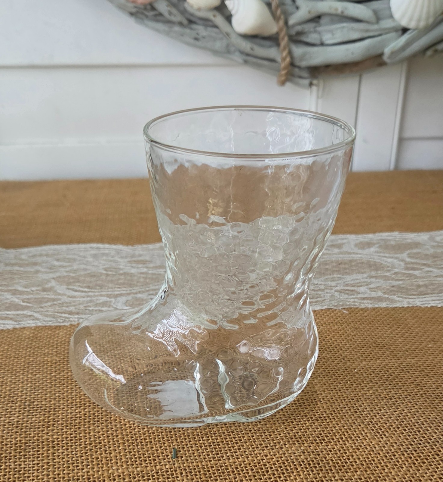 Robert Stanley Clear Glass Boot, Dimpled Drinking Glass, Coffee Mug, Vase - 2023
