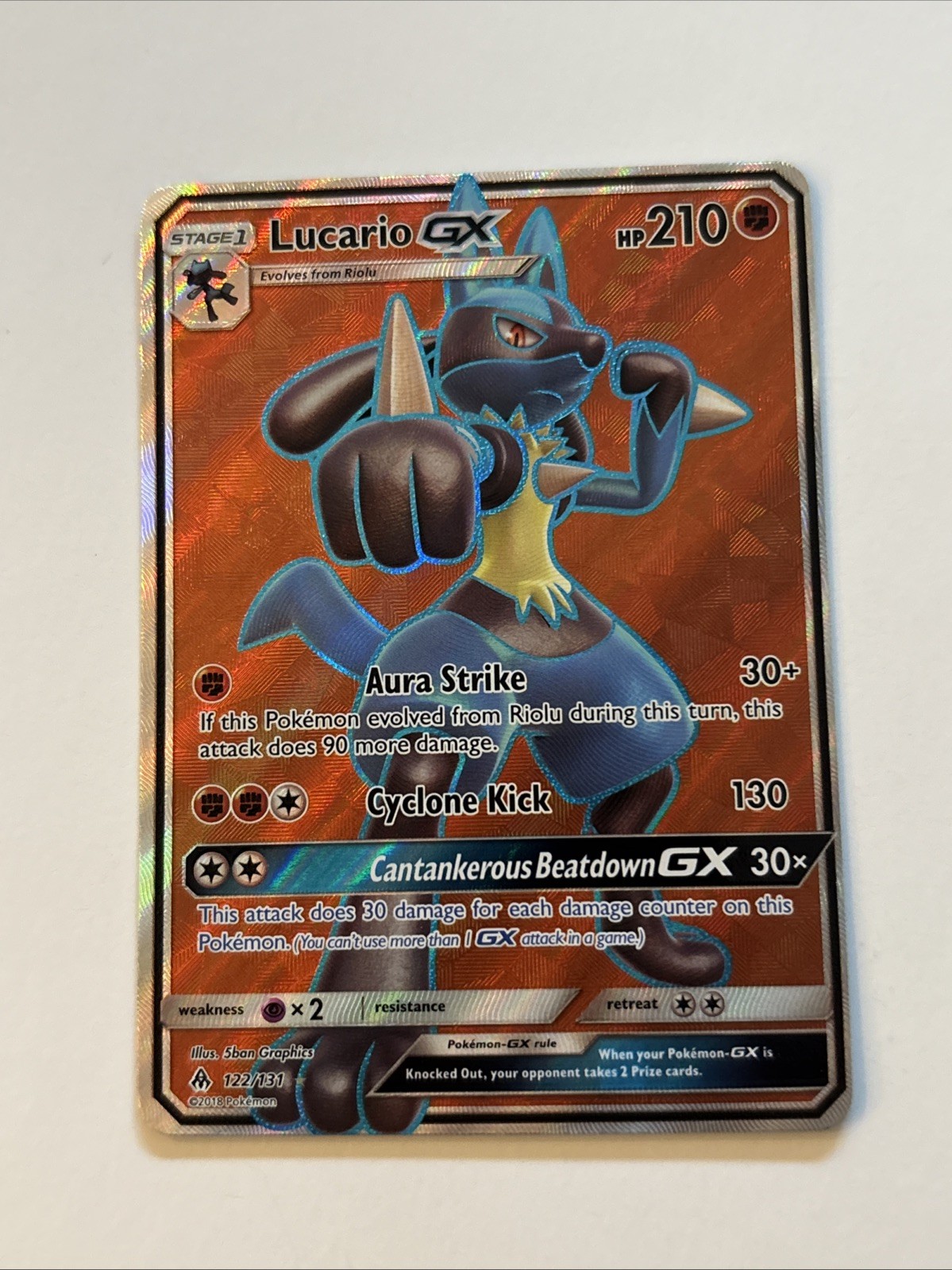 ** Lucario GX 122/131 NM Pokemon SM Forbidden Light Full Art