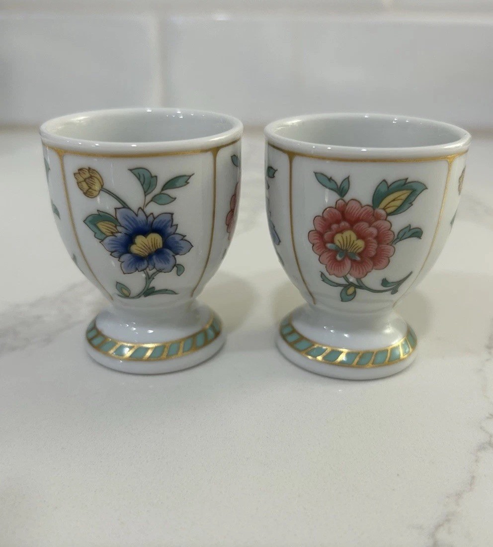 Vtg VILLEROY & BOCH Heinrich Germany Indian Summer Set Of 2 Porcelain EGG CUPS Vtg VILLEROY & BOCH Heinrich Germany Indian Summer Set Of 2 Porcelain EGG CUPS