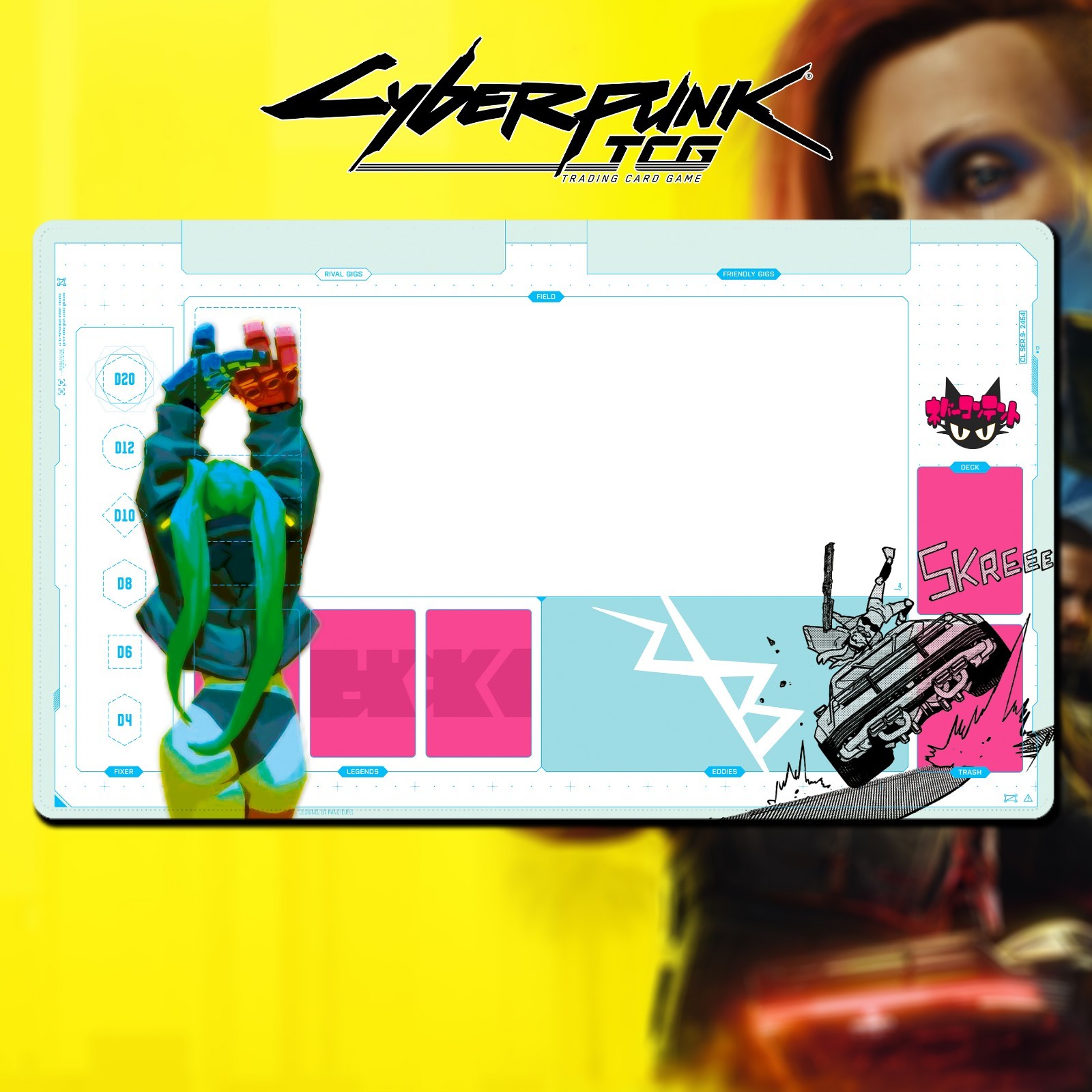 Playmat Cyberpunk TCG - Rebecca v3 - 24\'\'x14\'\' 600x350x2mm Bag Included