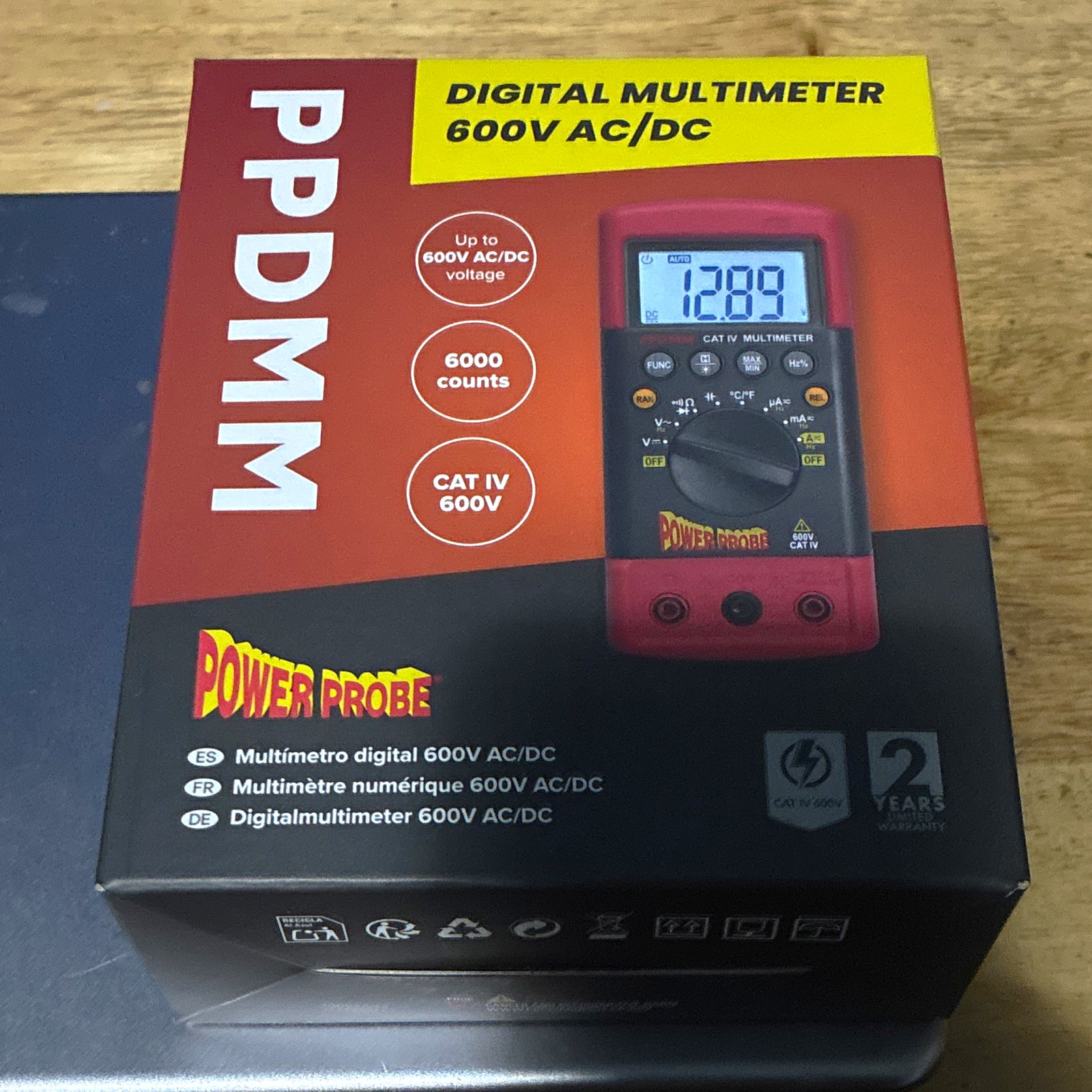 Power Probe PPDMM Digital Multimeter CAT IV 600V AC/DC 6000 Count Backlit Power Probe PPDMM Digital Multimeter CAT IV 600V AC/DC 6000 Count Backlit