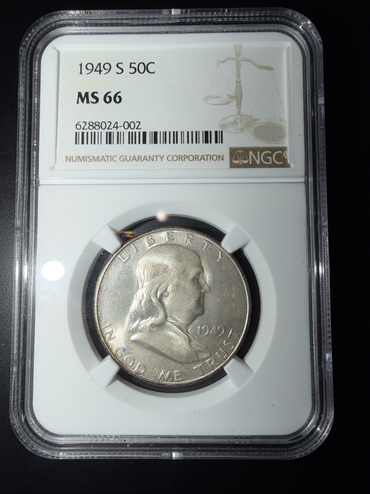 1949-S Franklin Silver Half Dollar NGC MS 66 1949-S Franklin Silver Half Dollar NGC MS 66
