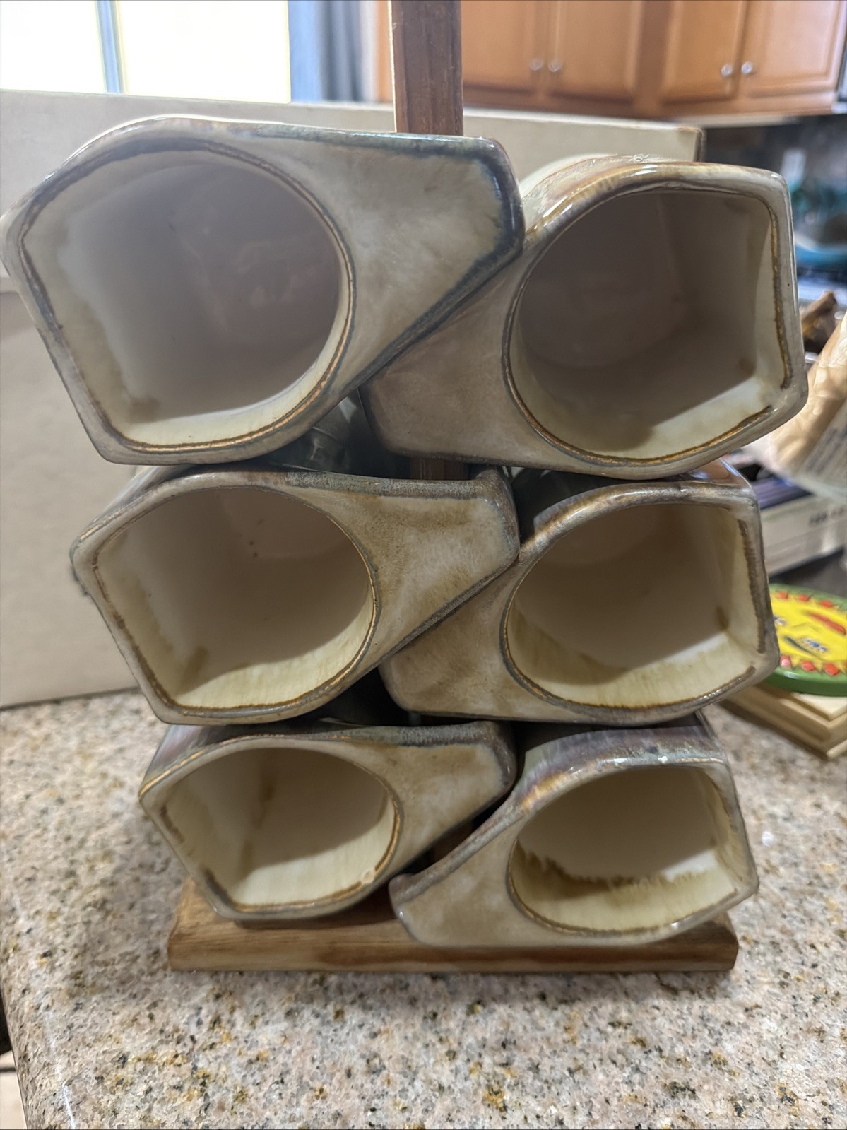 vintage rodolfo padilla stacking mugs Set Of 6 Wooden Stand vintage rodolfo padilla stacking mugs Set Of 6 Wooden Stand