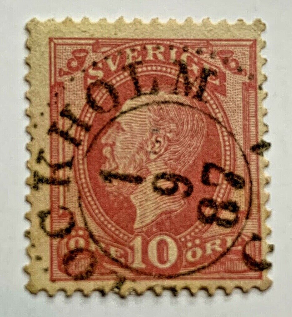 1886 SWEDEN 10C STAMP WITH JANUARY 9, 1887 STOCKHOLM CD SON CANCEL 1886 SWEDEN 10C STAMP WITH JANUARY 9, 1887 STOCKHOLM CD SON CANCEL