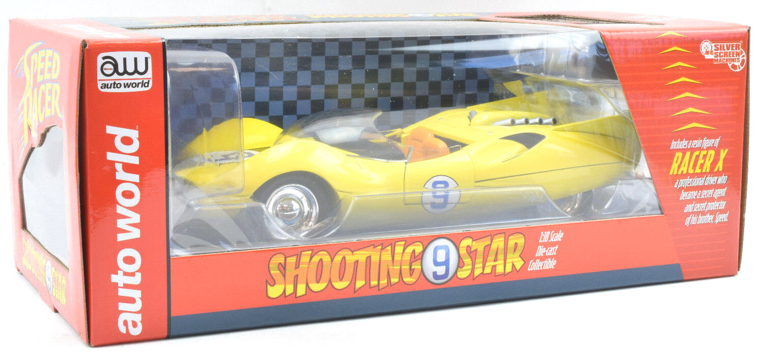 Auto World Speed Racer Shooting Star W/ Racer X Figure 1:18 Diecast Car AWSS125
